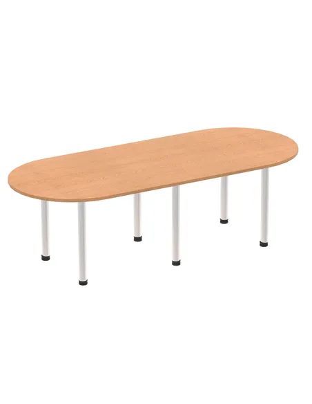 Dynamic Impulse 2400mm Boardroom Table Oak Top Silver Post Leg I000792