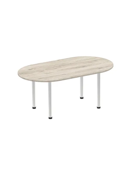 Dynamic Impulse 1800mm Boardroom Table Grey Oak Top Silver Post Leg I003245
