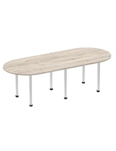 Dynamic Impulse 2400mm Boardroom Table Grey Oak Top Silver Post Leg I003246