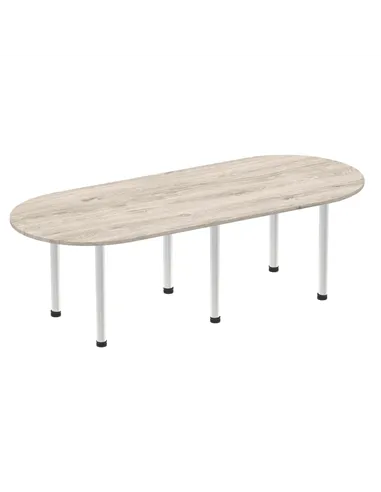 Dynamic Impulse 2400mm Boardroom Table Grey Oak Top Silver Post Leg I003246