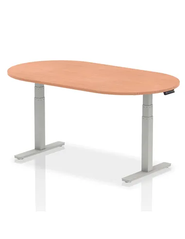 Dynamic Impulse 1800mm Boardroom Table Beech Top Silver Height Adjustable Leg I003541