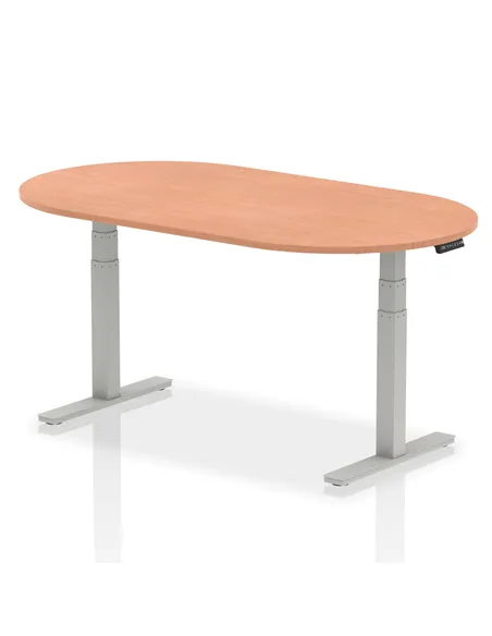 Dynamic Impulse 1800mm Boardroom Table Beech Top Silver Height Adjustable Leg I003541
