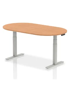 Dynamic Impulse 1800mm Boardroom Table Oak Top Silver Height Adjustable Leg I003543
