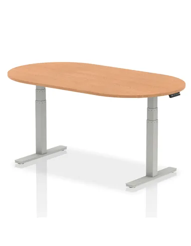 Dynamic Impulse 1800mm Boardroom Table Oak Top Silver Height Adjustable Leg I003543