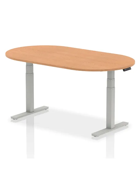 Dynamic Impulse 1800mm Boardroom Table Oak Top Silver Height Adjustable Leg I003543
