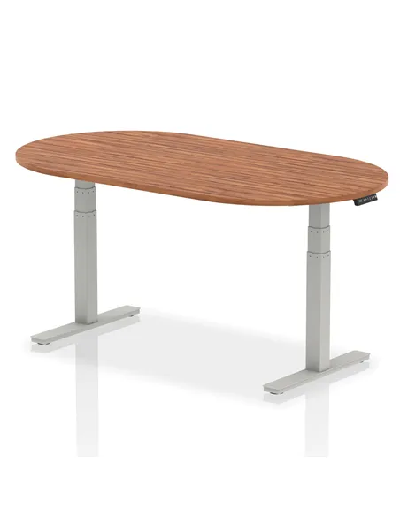 Dynamic Impulse 1800mm Boardroom Table Walnut Top Silver Height Adjustable Leg I003544