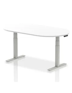 Dynamic Impulse 1800mm Boardroom Table White Top Silver Height Adjustable Leg I003545