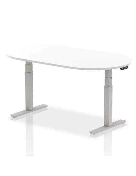 Dynamic Impulse 1800mm Boardroom Table White Top Silver Height Adjustable Leg I003545
