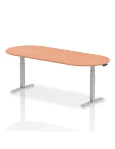 Dynamic Impulse 2400mm Boardroom Table Beech Top Silver Height Adjustable Leg I003546