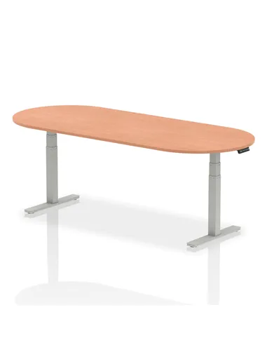 Dynamic Impulse 2400mm Boardroom Table Beech Top Silver Height Adjustable Leg I003546