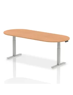 Dynamic Impulse 2400mm Boardroom Table Oak Top Silver Height Adjustable Leg I003548