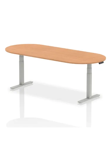 Dynamic Impulse 2400mm Boardroom Table Oak Top Silver Height Adjustable Leg I003548