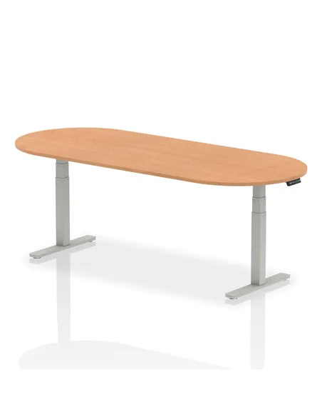 Dynamic Impulse 2400mm Boardroom Table Oak Top Silver Height Adjustable Leg I003548