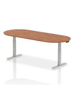 Dynamic Impulse 2400mm Boardroom Table Walnut Top Silver Height Adjustable Leg I003549