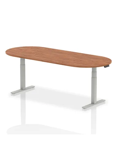 Dynamic Impulse 2400mm Boardroom Table Walnut Top Silver Height Adjustable Leg I003549