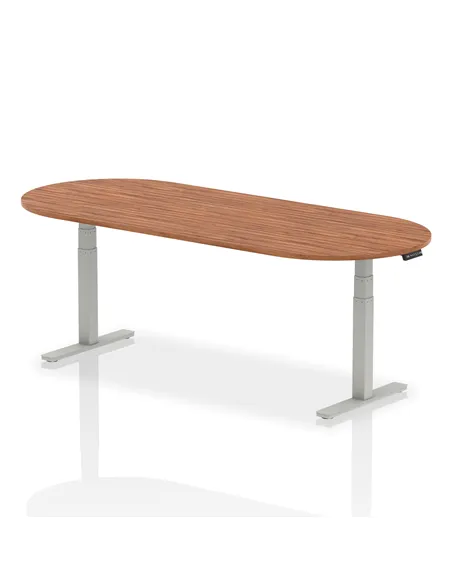 Dynamic Impulse 2400mm Boardroom Table Walnut Top Silver Height Adjustable Leg I003549