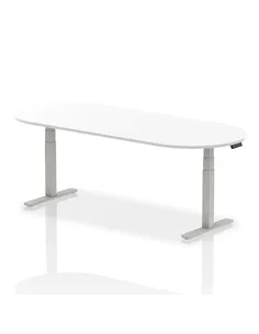 Dynamic Impulse 2400mm Boardroom Table White Top Silver Height Adjustable Leg I003550