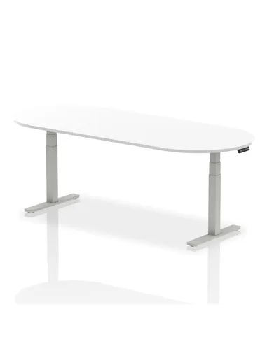 Dynamic Impulse 2400mm Boardroom Table White Top Silver Height Adjustable Leg I003550