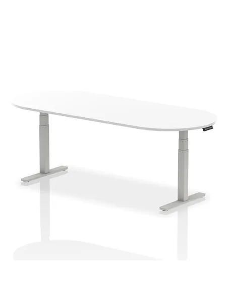 Dynamic Impulse 2400mm Boardroom Table White Top Silver Height Adjustable Leg I003550