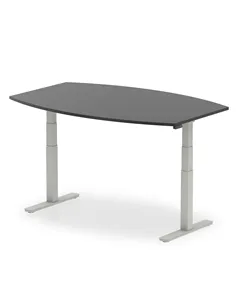 Dynamic High Gloss 1800mm Writable Boardroom Table Black Top Silver Height Adjustable Leg I003551
