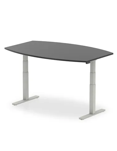 Dynamic High Gloss 1800mm Writable Boardroom Table Black Top Silver Height Adjustable Leg I003551
