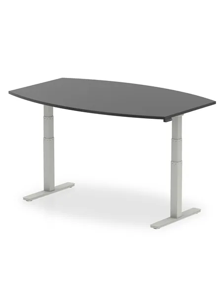 Dynamic High Gloss 1800mm Writable Boardroom Table Black Top Silver Height Adjustable Leg I003551