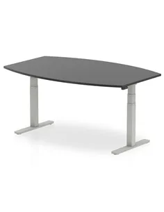 Dynamic High Gloss 1800mm Writable Boardroom Table Black Top Silver Height Adjustable Leg I003551 2