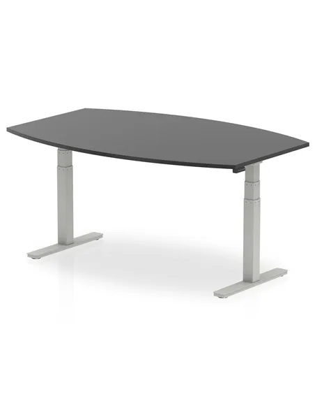 Dynamic High Gloss 1800mm Writable Boardroom Table Black Top Silver Height Adjustable Leg I003551