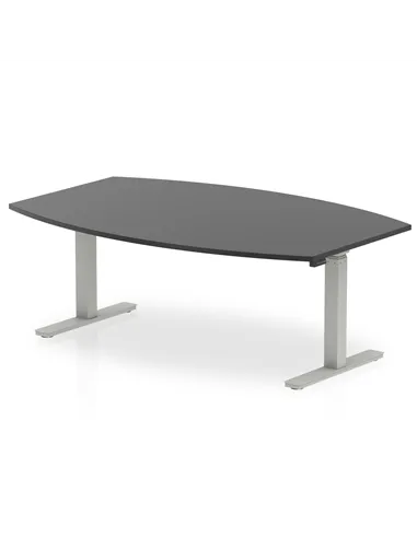 Dynamic High Gloss 1800mm Writable Boardroom Table Black Top Silver Height Adjustable Leg I003551