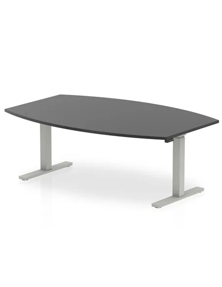 Dynamic High Gloss 1800mm Writable Boardroom Table Black Top Silver Height Adjustable Leg I003551