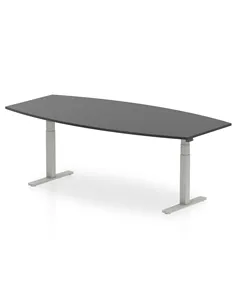 Dynamic High Gloss 2400mm Writable Boardroom Table Black Top Silver Height Adjustable Leg I003552