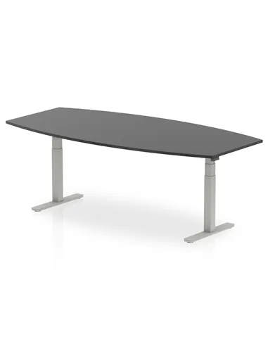 Dynamic High Gloss 2400mm Writable Boardroom Table Black Top Silver Height Adjustable Leg I003552