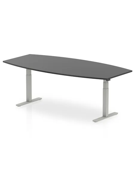 Dynamic High Gloss 2400mm Writable Boardroom Table Black Top Silver Height Adjustable Leg I003552