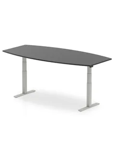 Dynamic High Gloss 2400mm Writable Boardroom Table Black Top Silver Height Adjustable Leg I003552 2