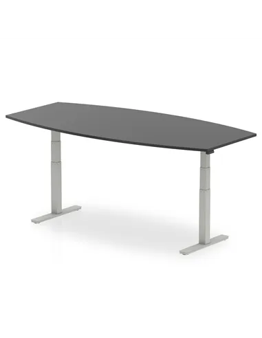 Dynamic High Gloss 2400mm Writable Boardroom Table Black Top Silver Height Adjustable Leg I003552