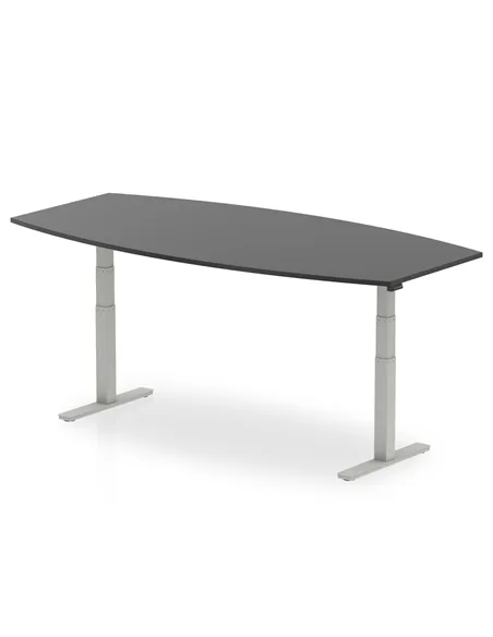 Dynamic High Gloss 2400mm Writable Boardroom Table Black Top Silver Height Adjustable Leg I003552