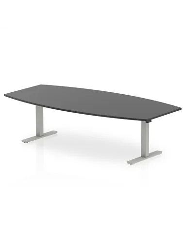 Dynamic High Gloss 2400mm Writable Boardroom Table Black Top Silver Height Adjustable Leg I003552