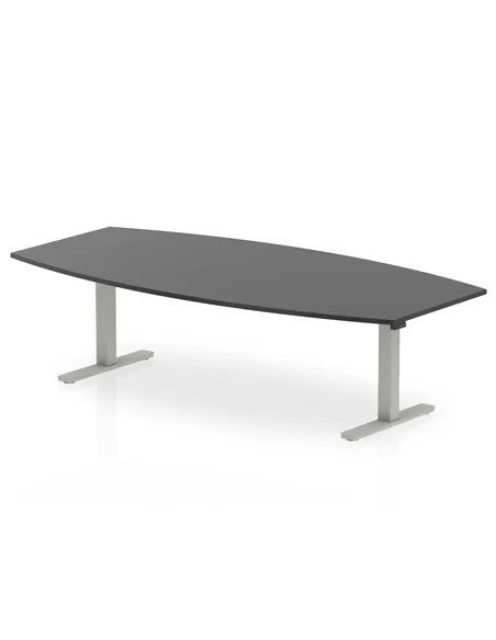 Dynamic High Gloss 2400mm Writable Boardroom Table Black Top Silver Height Adjustable Leg I003552