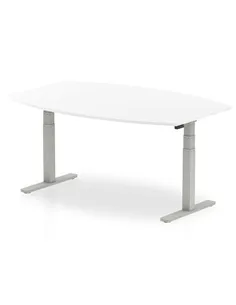 Dynamic High Gloss 1800mm Writable Boardroom Table White Top Silver Height Adjustable Leg I003553