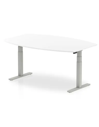 Dynamic High Gloss 1800mm Writable Boardroom Table White Top Silver Height Adjustable Leg I003553