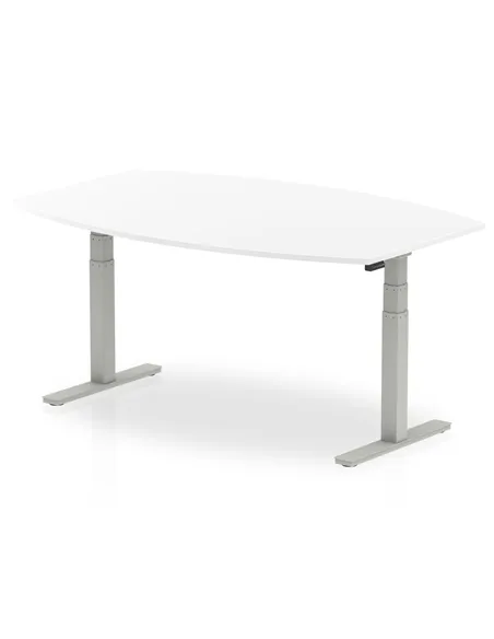 Dynamic High Gloss 1800mm Writable Boardroom Table White Top Silver Height Adjustable Leg I003553