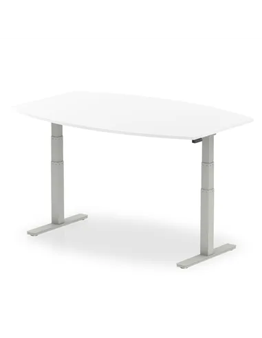 Dynamic High Gloss 1800mm Writable Boardroom Table White Top Silver Height Adjustable Leg I003553