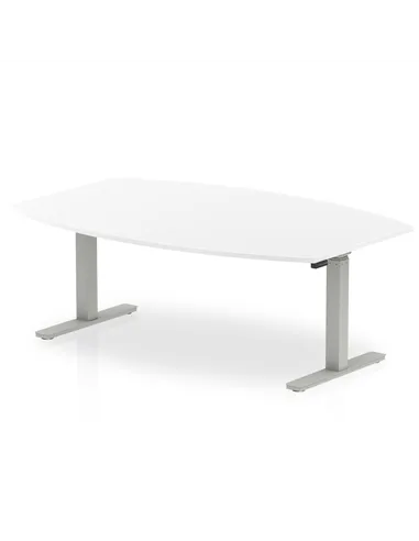 Dynamic High Gloss 1800mm Writable Boardroom Table White Top Silver Height Adjustable Leg I003553