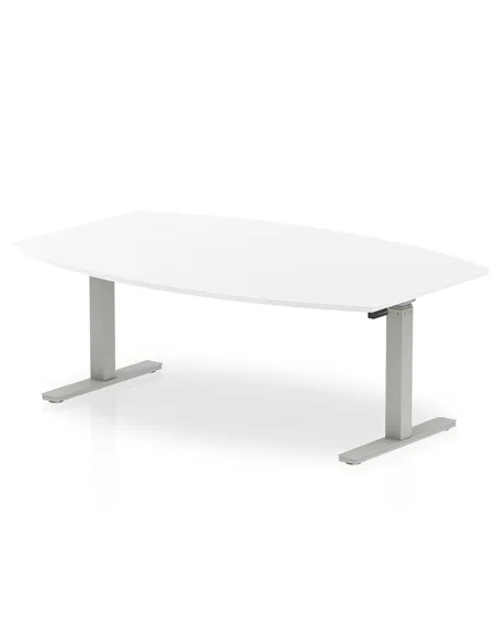 Dynamic High Gloss 1800mm Writable Boardroom Table White Top Silver Height Adjustable Leg I003553