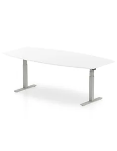 Dynamic High Gloss 2400mm Writable Boardroom Table White Top Silver Height Adjustable Leg I003554