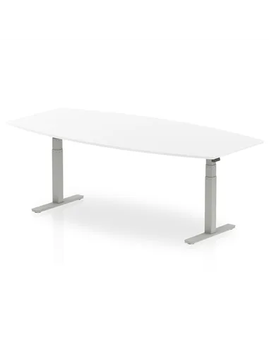 Dynamic High Gloss 2400mm Writable Boardroom Table White Top Silver Height Adjustable Leg I003554
