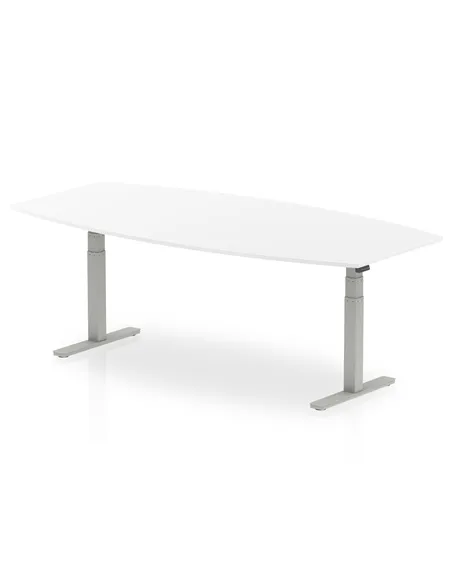 Dynamic High Gloss 2400mm Writable Boardroom Table White Top Silver Height Adjustable Leg I003554