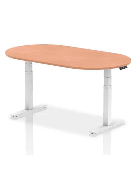 Dynamic Impulse 1800mm Boardroom Table Beech Top White Height Adjustable Leg I003555