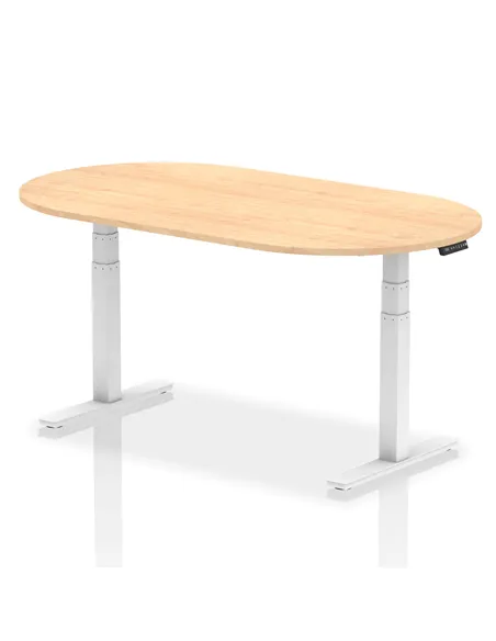 Dynamic Impulse 1800mm Boardroom Table Maple Top White Height Adjustable Leg I003556