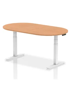 Dynamic Impulse 1800mm Boardroom Table Oak Top White Height Adjustable Leg I003557